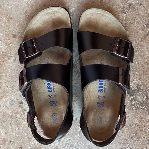 Birkenstock Brown Leather Milano Sandals Size 9 - Picture 3 of 7